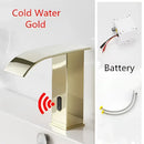GobekUsa Gold Sensor Waterfall Basin Faucet Automatic Touchless Hot Cold Mixer Bathroom