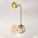 GobekUsa Simple Sphere Sconce Light - Clear Glass - Silver/Gold Wall Mount Fixture - Shattered Leaf - 6"/8" W