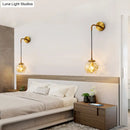GobekUsa Simple Sphere Sconce Light - Clear Glass - Silver/Gold Wall Mount Fixture - Shattered Leaf - 6"/8" W