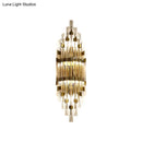 GobekUsa Shield Crystal Rod Wall Sconce - Gold 3-Light Fixture for Living Room
