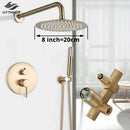 GobekUsa Gold Shower Faucet with Rainfall Head and Hand Sprayer - Wall Mount Mixer Set