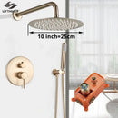 GobekUsa Gold Shower Faucet with Rainfall Head and Hand Sprayer - Wall Mount Mixer Set