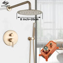 GobekUsa Gold Shower Faucet with Rainfall Head and Hand Sprayer - Wall Mount Mixer Set