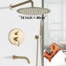 GobekUsa Gold Shower Faucet with Rainfall Head and Hand Sprayer - Wall Mount Mixer Set