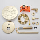 GobekUsa Gold Shower Faucet with Rainfall Head and Hand Sprayer - Wall Mount Mixer Set
