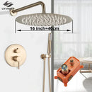 GobekUsa Gold Shower Faucet with Rainfall Head and Hand Sprayer - Wall Mount Mixer Set
