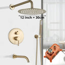 GobekUsa Gold Shower Faucet with Rainfall Head and Hand Sprayer - Wall Mount Mixer Set