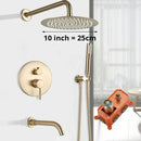 GobekUsa Gold Shower Faucet with Rainfall Head and Hand Sprayer - Wall Mount Mixer Set