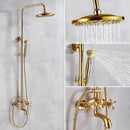 GobekUsa Gold Shower Faucet Set with 8" Rainfall Shower Head and Hand Shower