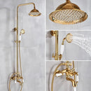 GobekUsa Gold Shower Faucet Set with 8" Rainfall Shower Head and Hand Shower