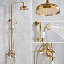 GobekUsa Gold Shower Faucet Set with 8" Rainfall Shower Head and Hand Shower