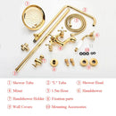 GobekUsa Gold Shower Faucet Set with 8" Rainfall Shower Head and Hand Shower