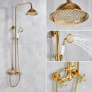 GobekUsa Gold Shower Faucet Set with 8" Rainfall Shower Head and Hand Shower