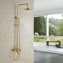 GobekUsa Golden Shower Mixer Taps with 8" Rainfall Shower Head and Handshower