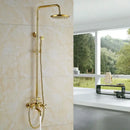 GobekUsa Golden Shower Mixer Taps with 8" Rainfall Shower Head and Handshower