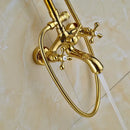 GobekUsa Golden Shower Mixer Taps with 8" Rainfall Shower Head and Handshower