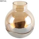 GobekUsa Amber Glass Vase Desk Decoration Round Floral Room Decor