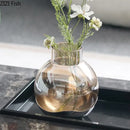 GobekUsa Amber Glass Vase Desk Decoration Round Floral Room Decor