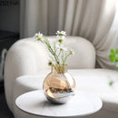 GobekUsa Amber Glass Vase Desk Decoration Round Floral Room Decor