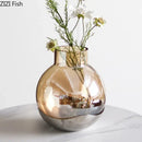 GobekUsa Amber Glass Vase Desk Decoration Round Floral Room Decor
