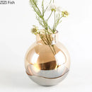 GobekUsa Amber Glass Vase Desk Decoration Round Floral Room Decor