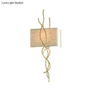 GobekUsa Modern Metallic Wall Sconce: Gold/Silver Branch Design with Rectangle Fabric Shade