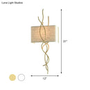 GobekUsa Modern Metallic Wall Sconce: Gold/Silver Branch Design with Rectangle Fabric Shade