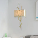 GobekUsa Modern Metallic Wall Sconce: Gold/Silver Branch Design with Rectangle Fabric Shade