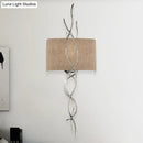 GobekUsa Modern Metallic Wall Sconce: Gold/Silver Branch Design with Rectangle Fabric Shade