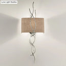 GobekUsa Modern Metallic Wall Sconce: Gold/Silver Branch Design with Rectangle Fabric Shade