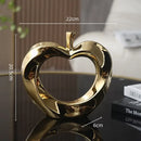 GobekUsa Golden Apple Sculpture: Ceramic Cut-out Artificial Fruit for Fortunate Home Decor