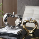 GobekUsa Golden Apple Sculpture: Ceramic Cut-out Artificial Fruit for Fortunate Home Decor