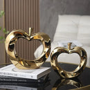 GobekUsa Golden Apple Sculpture: Ceramic Cut-out Artificial Fruit for Fortunate Home Decor