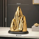GobekUsa Ceramic Mountain Sculpture Decor - Golden/Silver Landscape Ornament