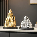 GobekUsa Ceramic Mountain Sculpture Decor - Golden/Silver Landscape Ornament