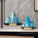 GobekUsa Ceramic Mountain Sculpture Decor - Golden/Silver Landscape Ornament