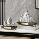 GobekUsa Ceramic Mountain Sculpture Decor - Golden/Silver Landscape Ornament