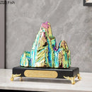 GobekUsa Ceramic Mountain Sculpture Decor - Golden/Silver Landscape Ornament