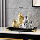 GobekUsa Ceramic Mountain Sculpture Decor - Golden/Silver Landscape Ornament