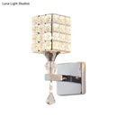 GobekUsa Clear Crystal and Metal Cubic Shade Wall Sconce: Modern, Stylish 1 Light Fixture (Silver/Gold) for Bedroom