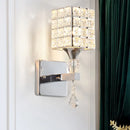 GobekUsa Clear Crystal and Metal Cubic Shade Wall Sconce: Modern, Stylish 1 Light Fixture (Silver/Gold) for Bedroom