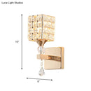 GobekUsa Clear Crystal and Metal Cubic Shade Wall Sconce: Modern, Stylish 1 Light Fixture (Silver/Gold) for Bedroom