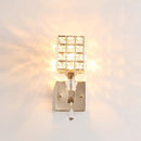 GobekUsa Clear Crystal and Metal Cubic Shade Wall Sconce: Modern, Stylish 1 Light Fixture (Silver/Gold) for Bedroom