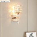 GobekUsa Clear Crystal and Metal Cubic Shade Wall Sconce: Modern, Stylish 1 Light Fixture (Silver/Gold) for Bedroom