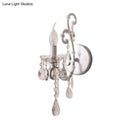 GobekUsa Modern Wall Mount Metal Candelabra Sconce Light with Crystal Drop (Silver/Gold)