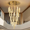 GobekUsa Crystal Chandelier: Modern Nordic Spiral Staircase Pendant Lamp, Golden/Silver Dining Room Luxury