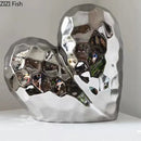 GobekUsa Golden Heart Ceramic Statue: Minimalist Modern Home Decor Ornament