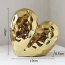 GobekUsa Golden Heart Ceramic Statue: Minimalist Modern Home Decor Ornament