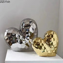 GobekUsa Golden Heart Ceramic Statue: Minimalist Modern Home Decor Ornament