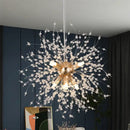 GobekUsa Dandelion Chandelier 8-Light Sputnik Pendant Light Gold/Silver Living Room Fixture